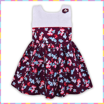 Girls Floral Printed Fit and Flare Dress