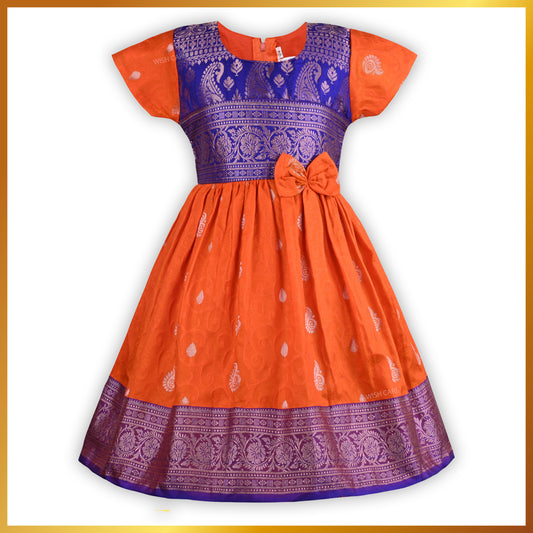 Girls Woven Regular Sleeve Fit and Flare Frock Dress