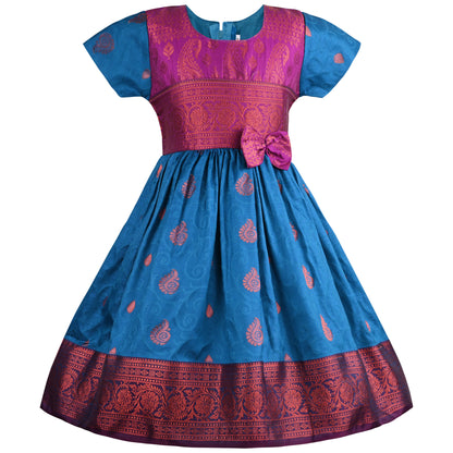 Girls Woven Regular Sleeve Fit and Flare Frock Dress