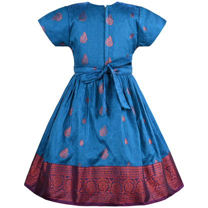 Girls Woven Regular Sleeve Fit and Flare Frock Dress