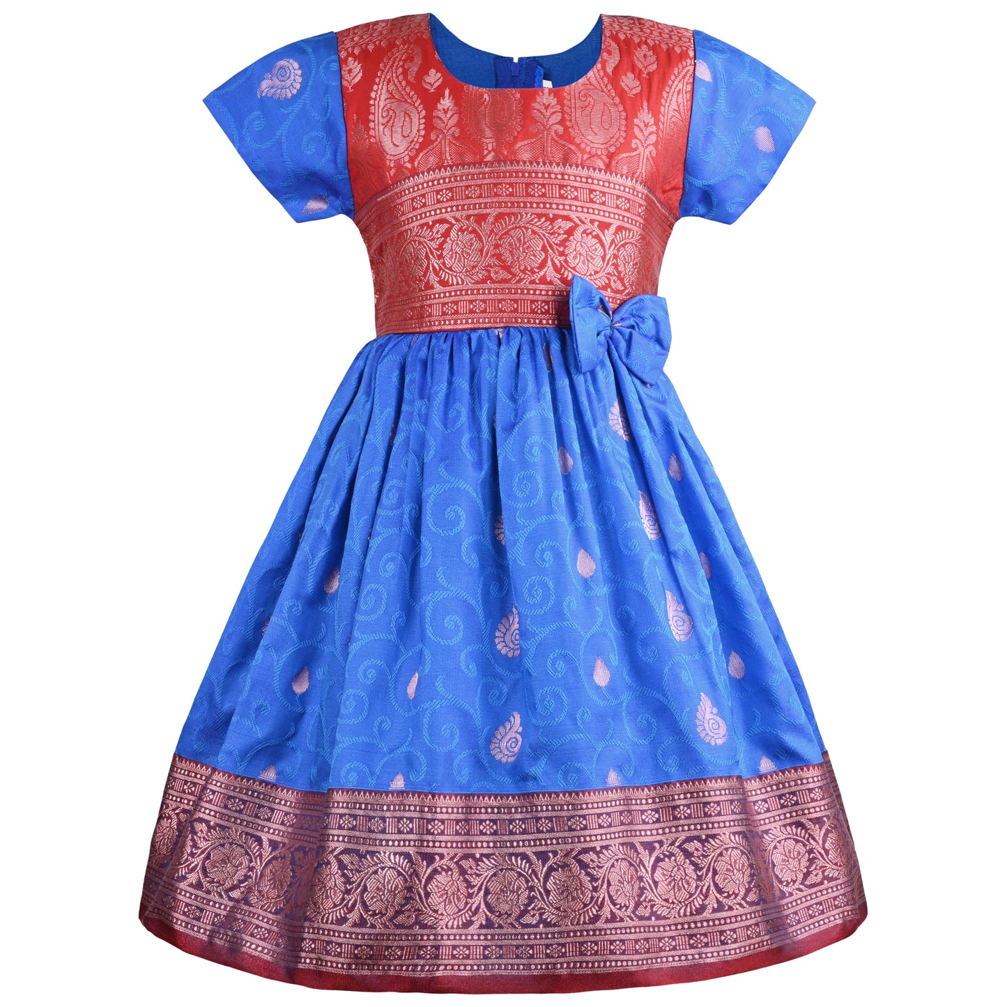 Girls Woven Regular Sleeve Fit and Flare Frock Dress