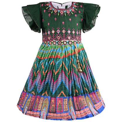 Girls Chevron Printed Ethnic Dress