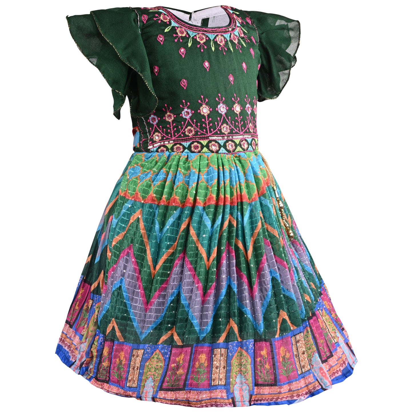 Girls Chevron Printed Ethnic Dress