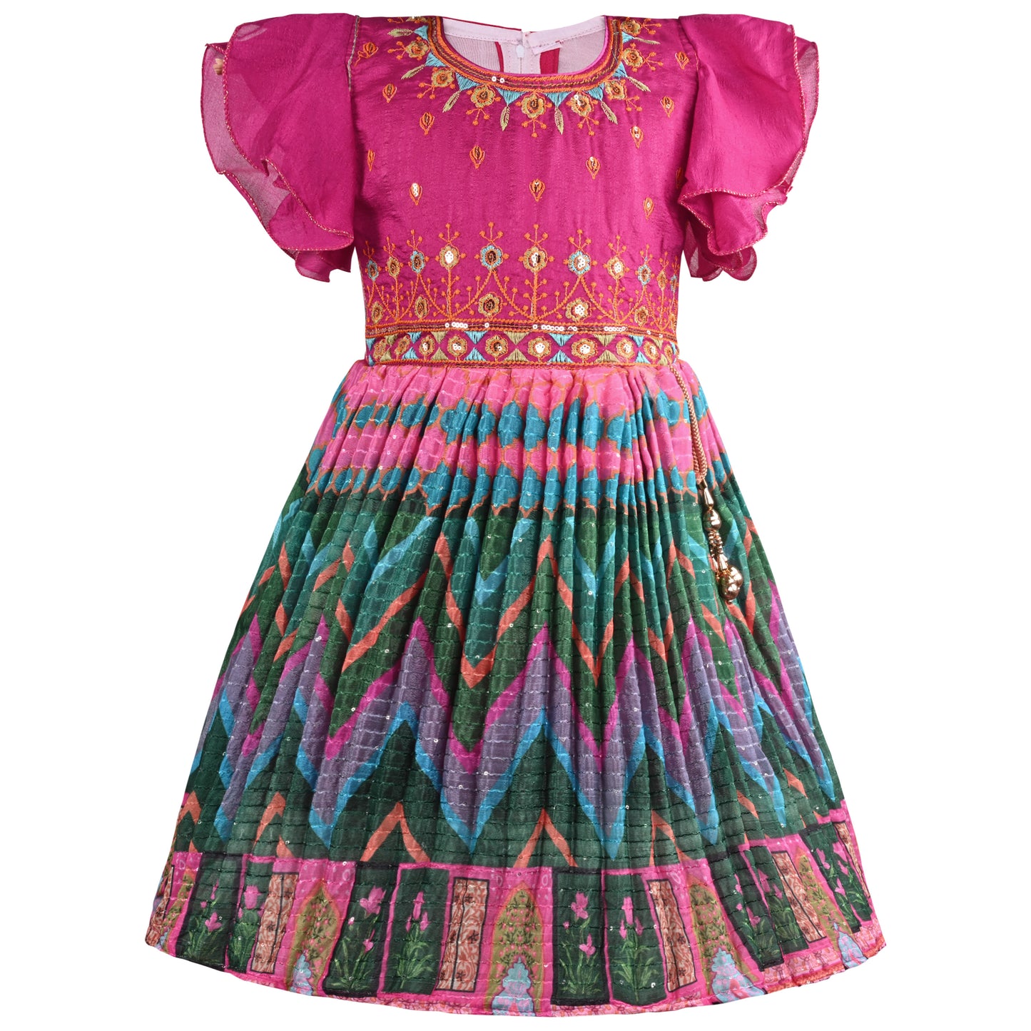 Girls Chevron Printed Ethnic Dress