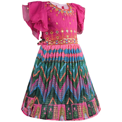 Girls Chevron Printed Ethnic Dress