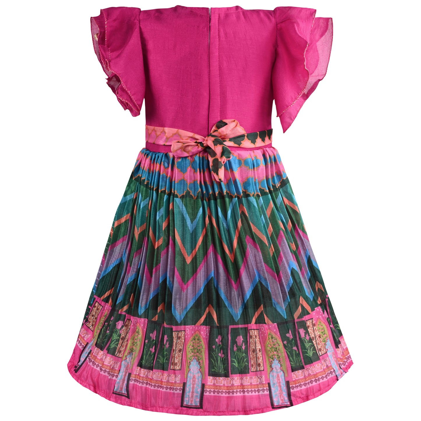 Girls Chevron Printed Ethnic Dress