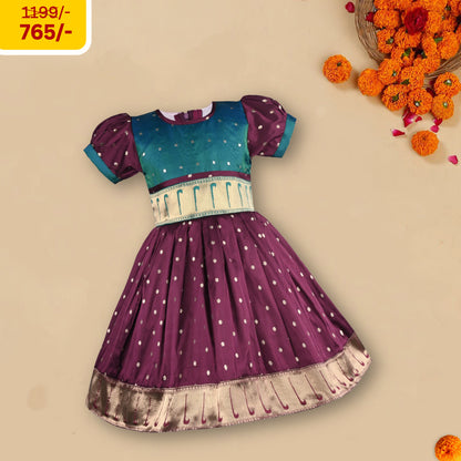 Girls Zari Border Ethnic Dress