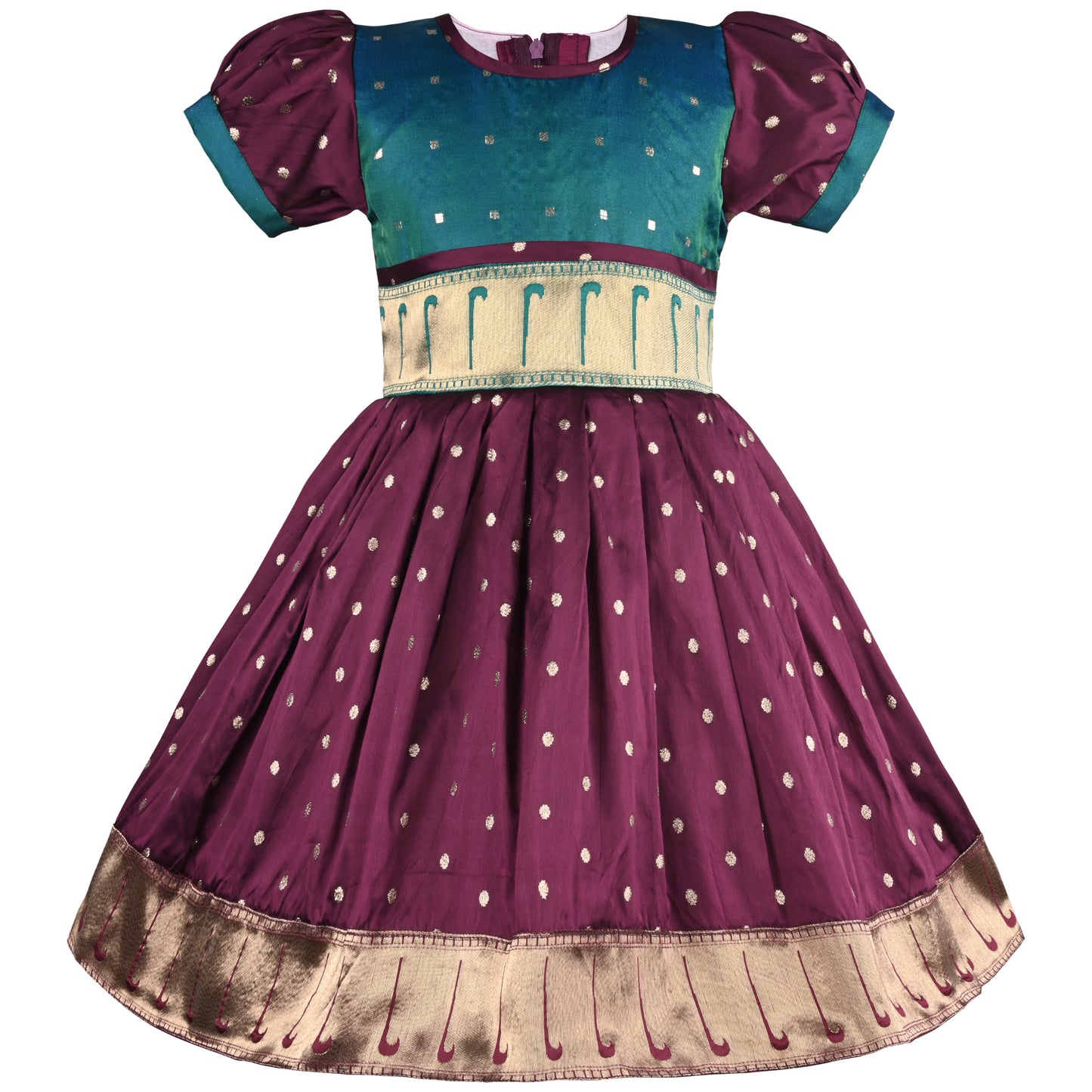 Girls Zari Border Ethnic Dress