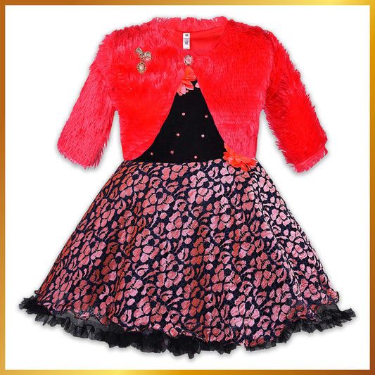 Girls partywear frocks dress With Flower Designed