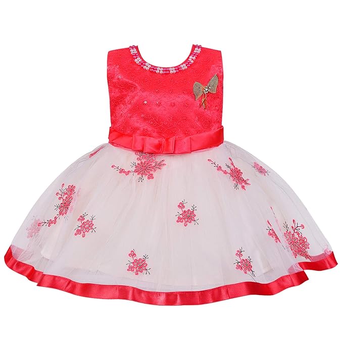 Girls Full Sleeve Embroidered Midi/Knee Length Party Dress