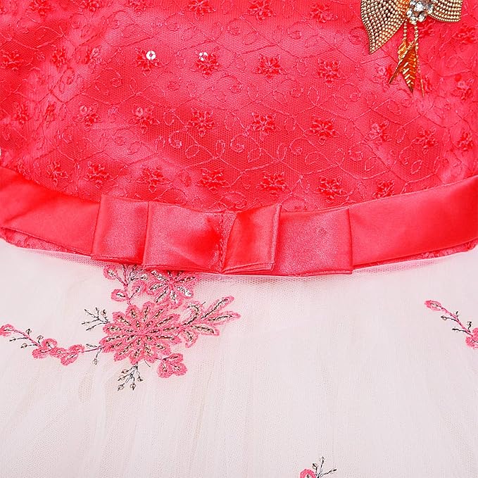 Girls Full Sleeve Embroidered Midi/Knee Length Party Dress