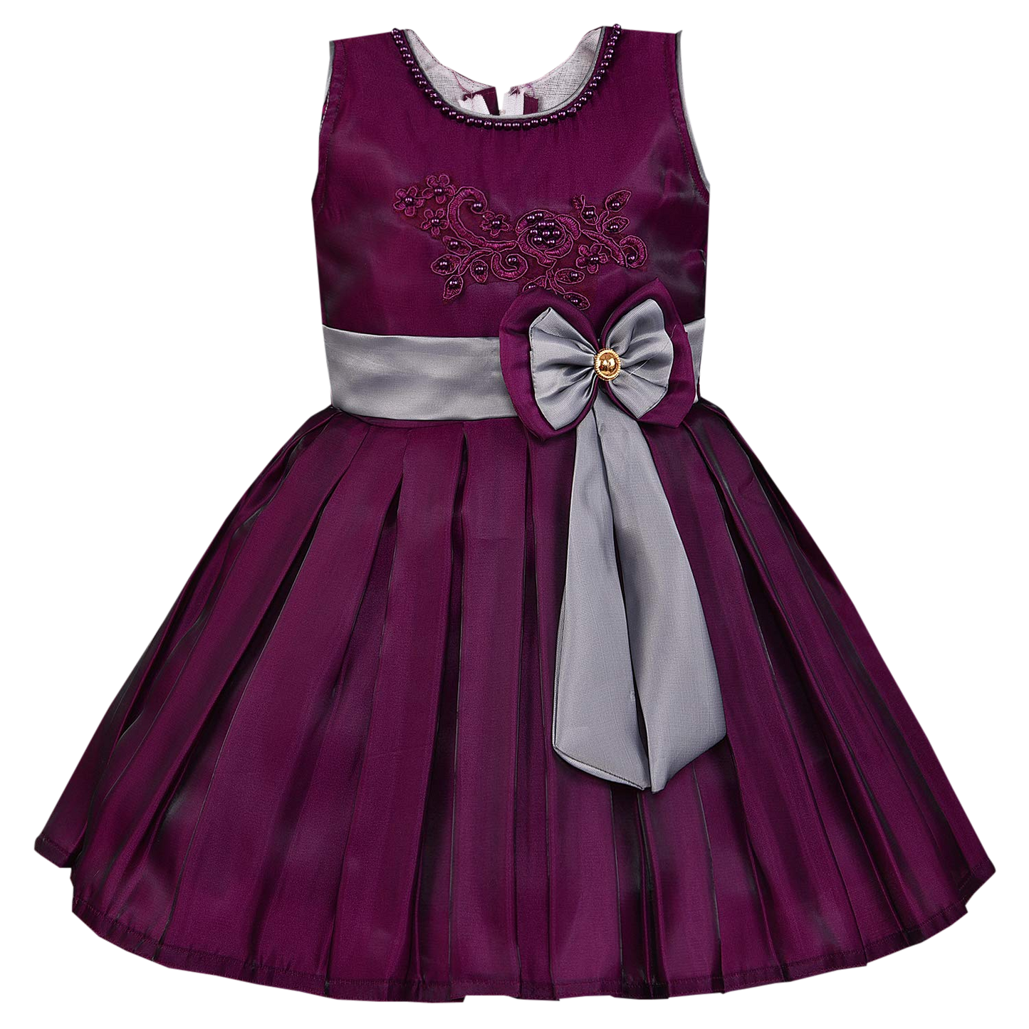 Girls Party Wear Frock Dress With Bow Designed