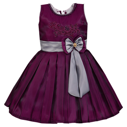 Girls Party Wear Frock Dress With Bow Designed