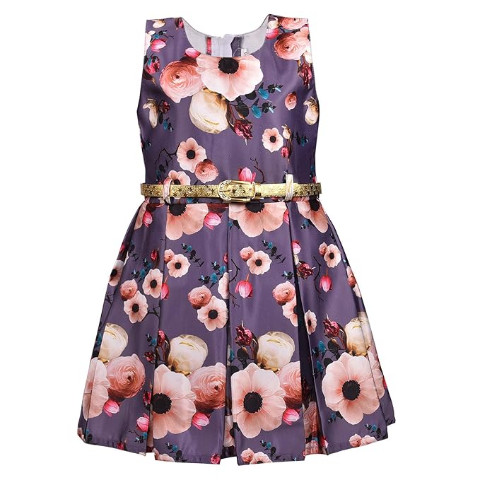 Girls Full Sleeve Fit and Flare Flower Print Frock Dress