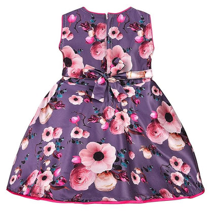 Girls Full Sleeve Floral Print A-Line Frock Dress