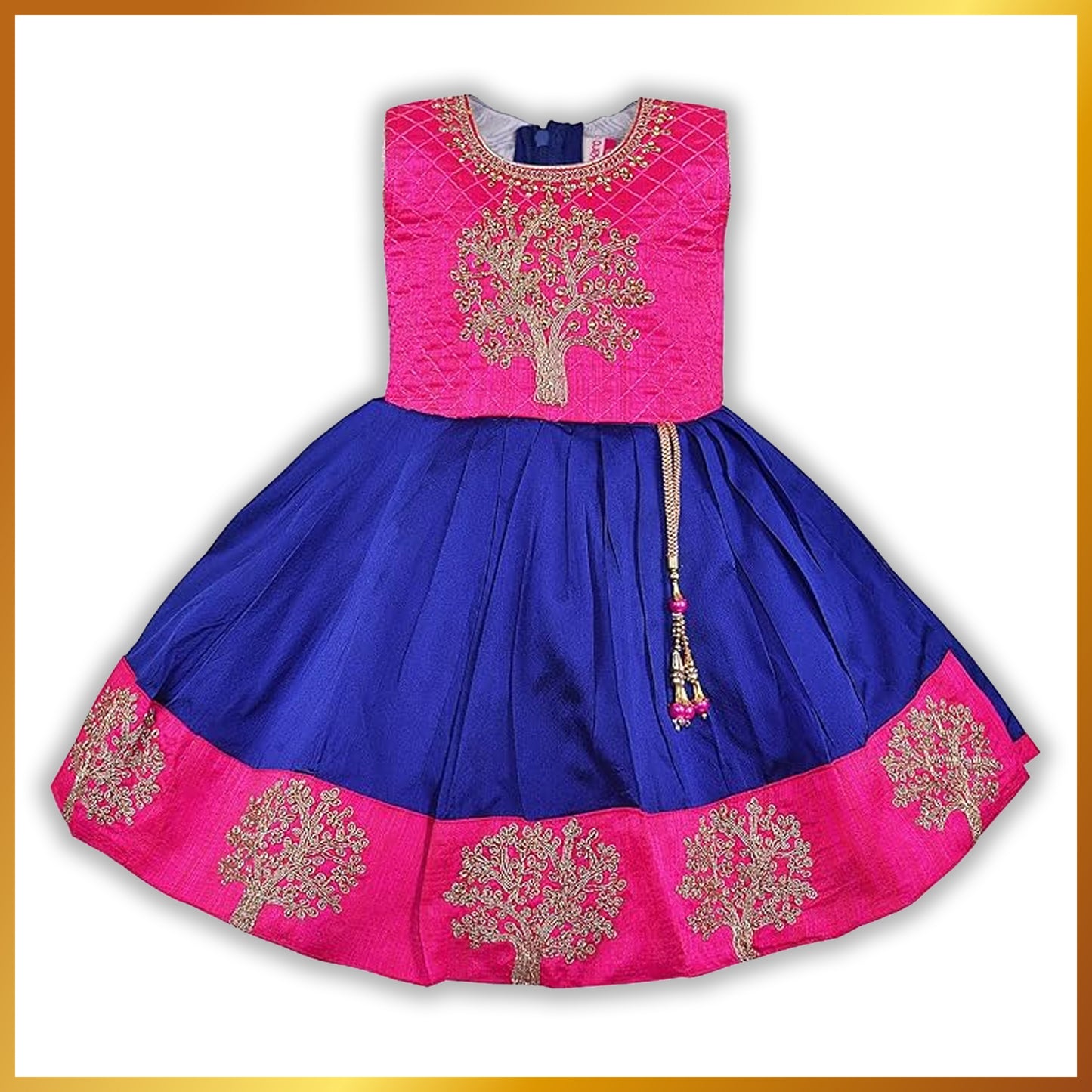 Baby Girls Silk Embroidered Ethnic Frock Dress