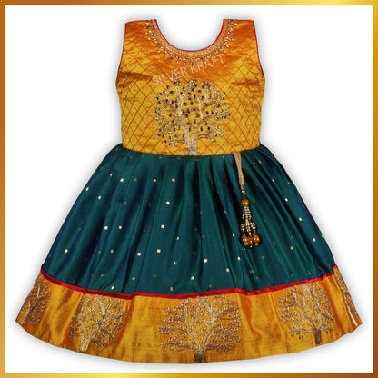 Girls Silk Embroidered Ethnic Dress