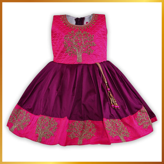 Baby Girls Silk Embroidered Ethnic Frock Dress