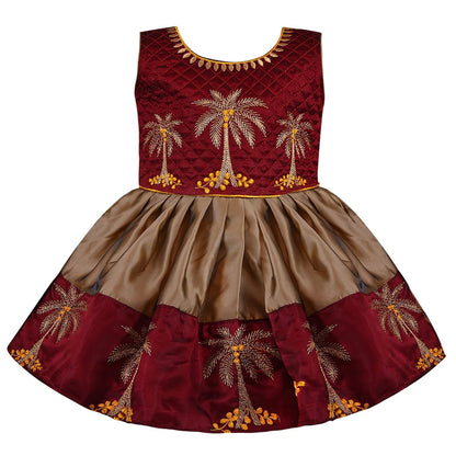 Baby Girls Silk Embroidered Ethnic Frock Dress