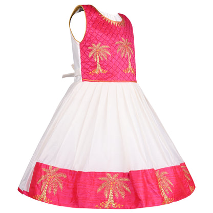 Baby Girls Silk Embroidered Ethnic Frock Dress