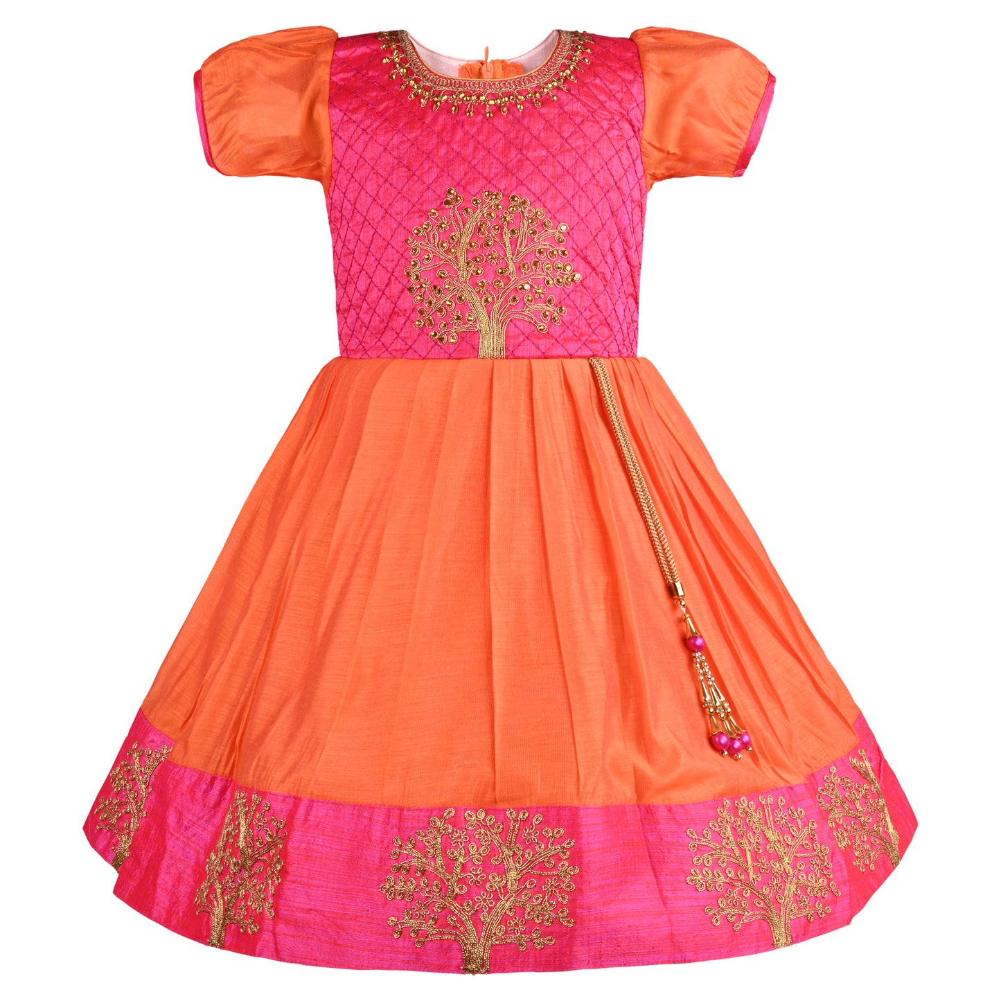 Baby Girls Silk Embroidered Ethnic Frock Dress