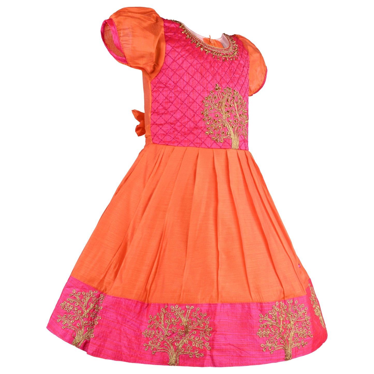 Baby Girls Silk Embroidered Ethnic Frock Dress