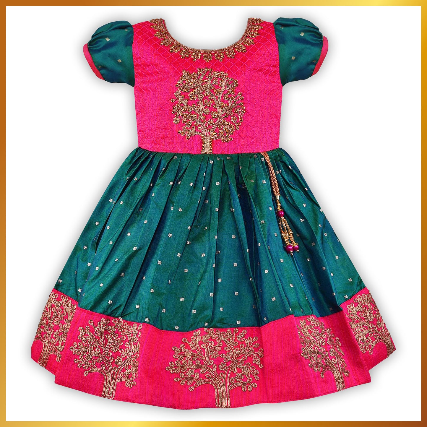 Girls Embroidered Fit and Flare Ethnic Dress