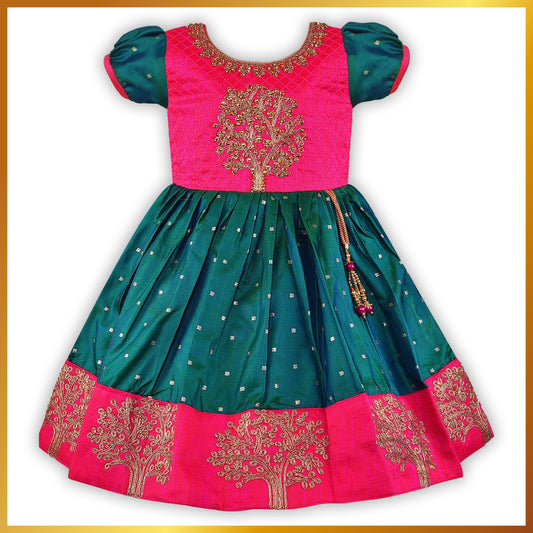 Girls Embroidered Fit and Flare Ethnic Dress