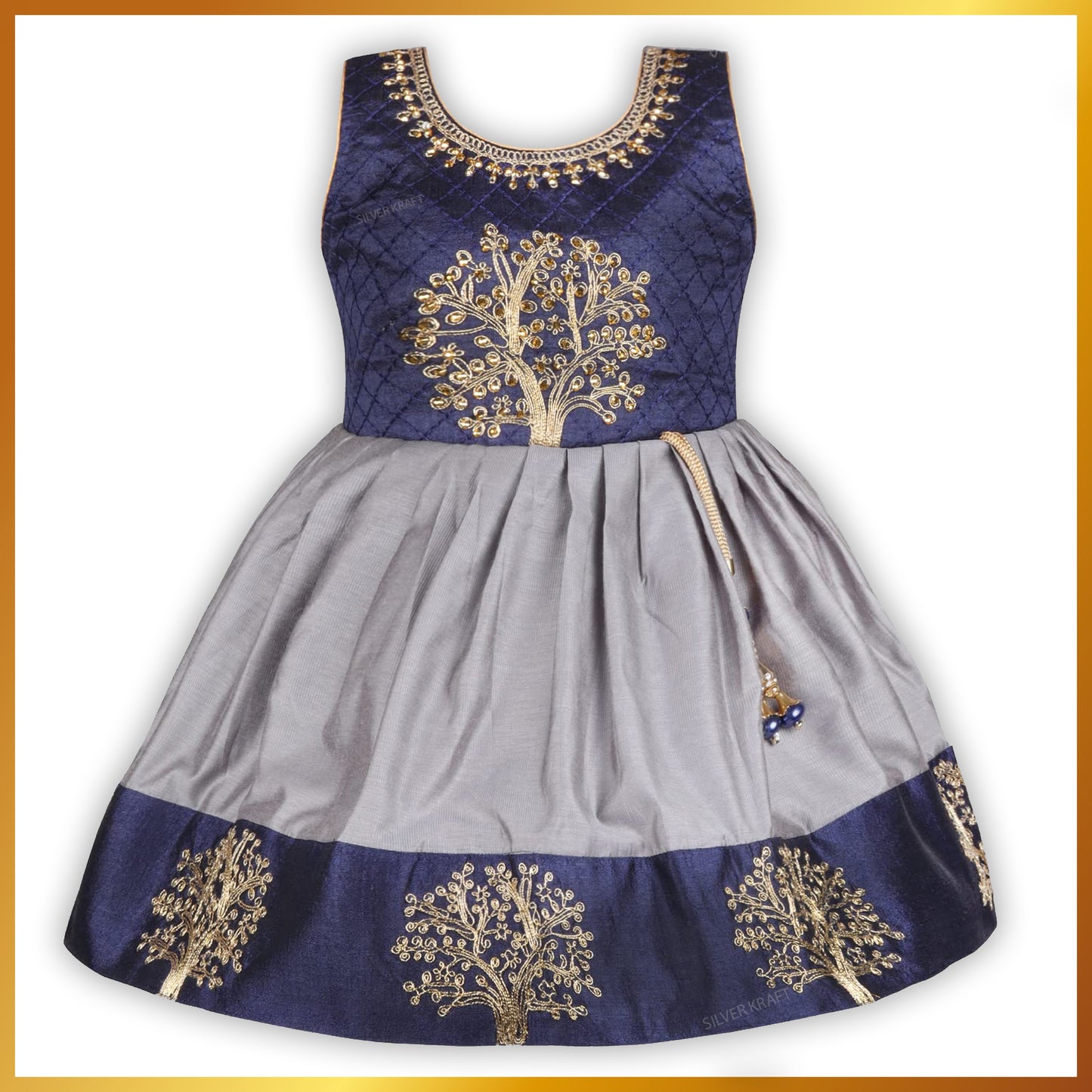 Baby Girls Silk Embroidered Ethnic Frock Dress