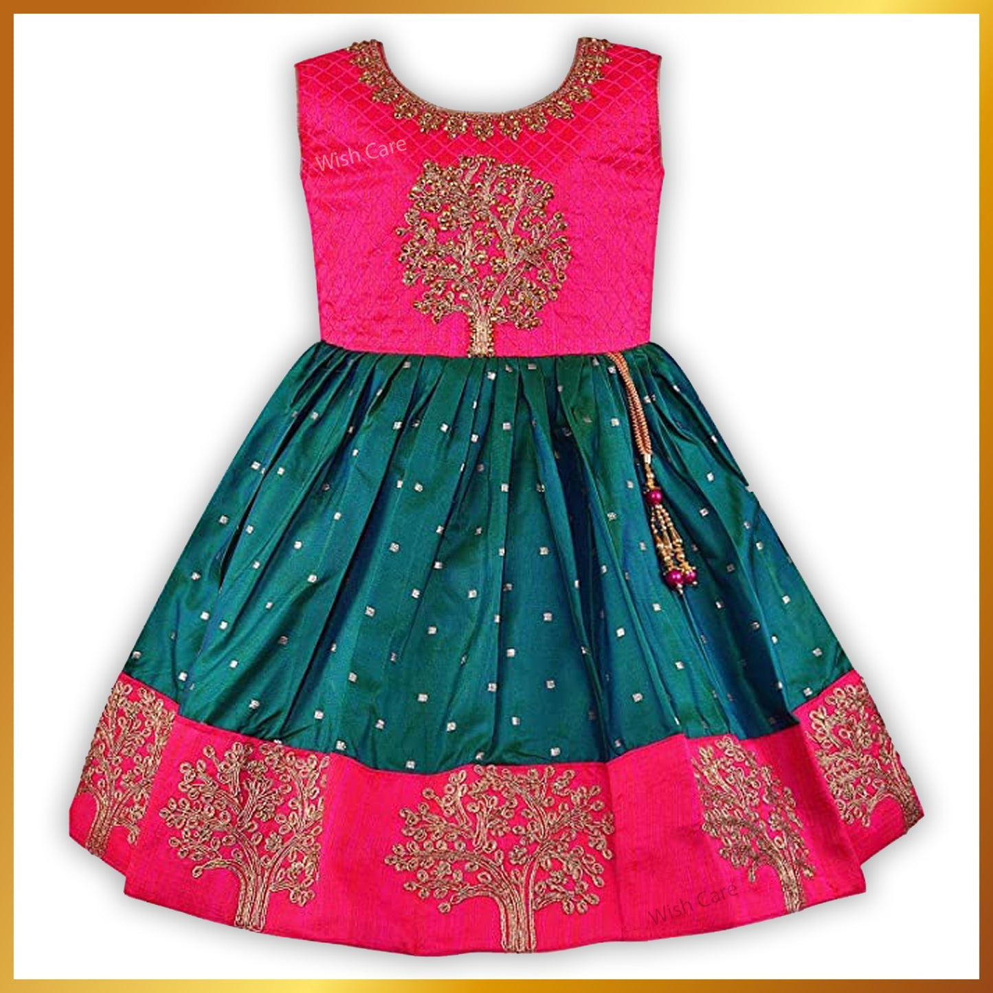 Girls Embroidered Fit and Flare Ethnic Dress