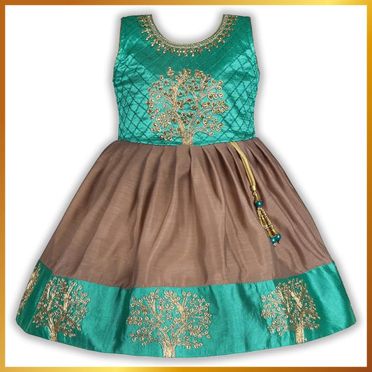 Baby Girls Silk Embroidered Ethnic Frock Dress