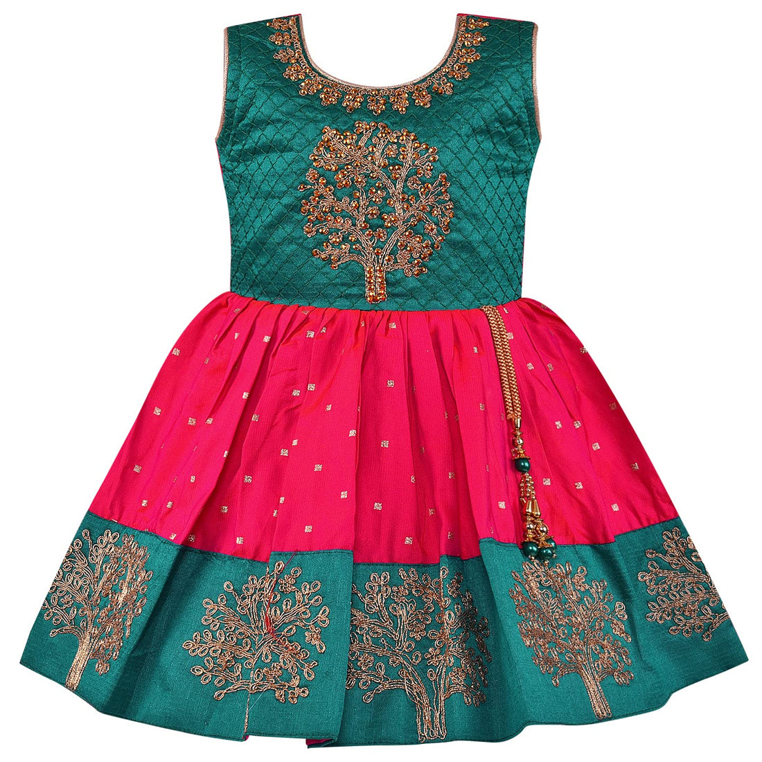 Baby Girls Silk Embroidered Ethnic Frock Dress