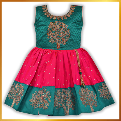 Girls Embroidered Fit and Flare Ethnic Dress