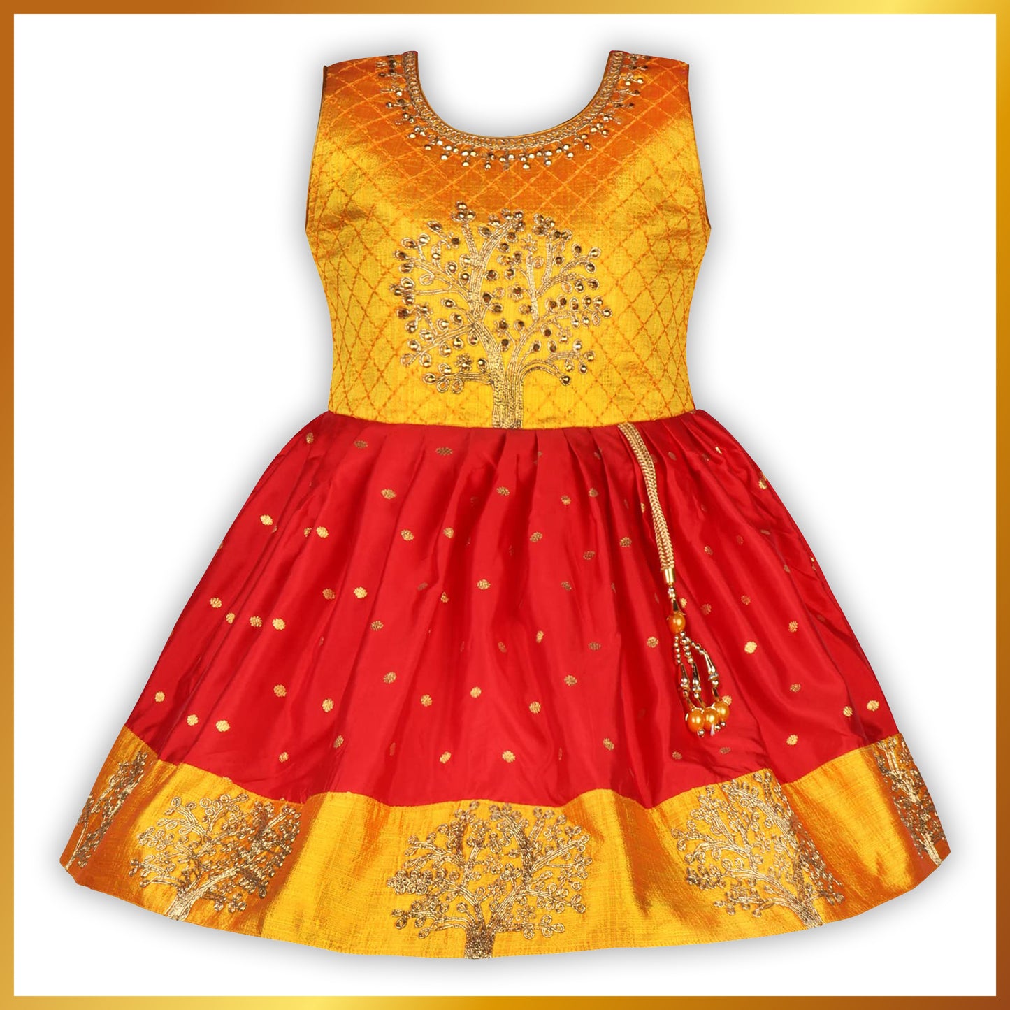 Girls Embroidered Fit and Flare Ethnic Dress