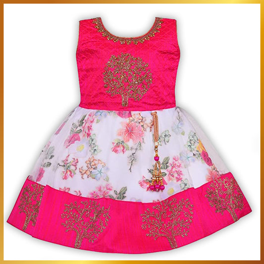 Girls Embroidered Fit & Flare Ethnic Dress