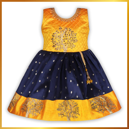 Baby Girls Silk Embroidered Ethnic Frock Dress