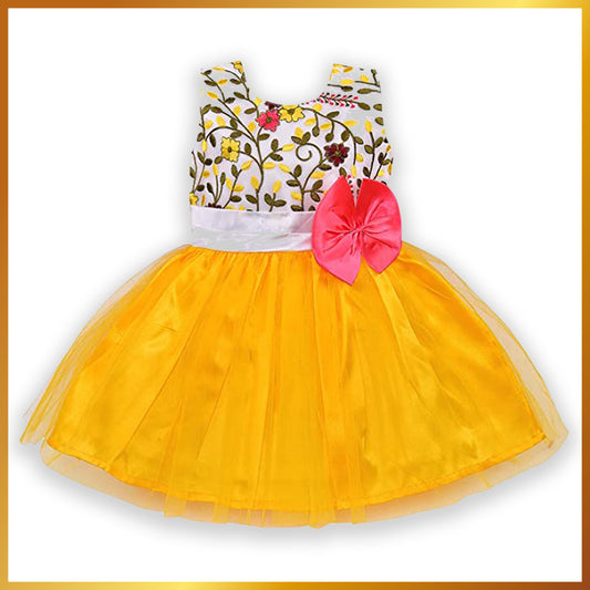 Yellow Flower Detail Fit and Flare Dress