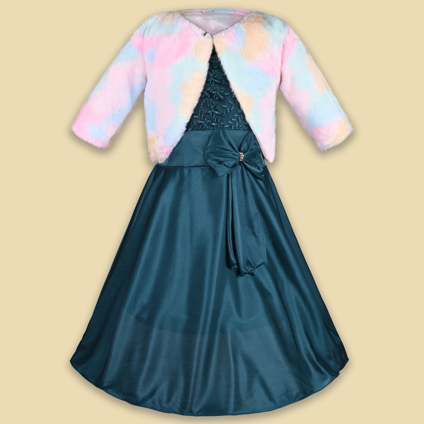 Girls Satin Dress With Winter Jacket