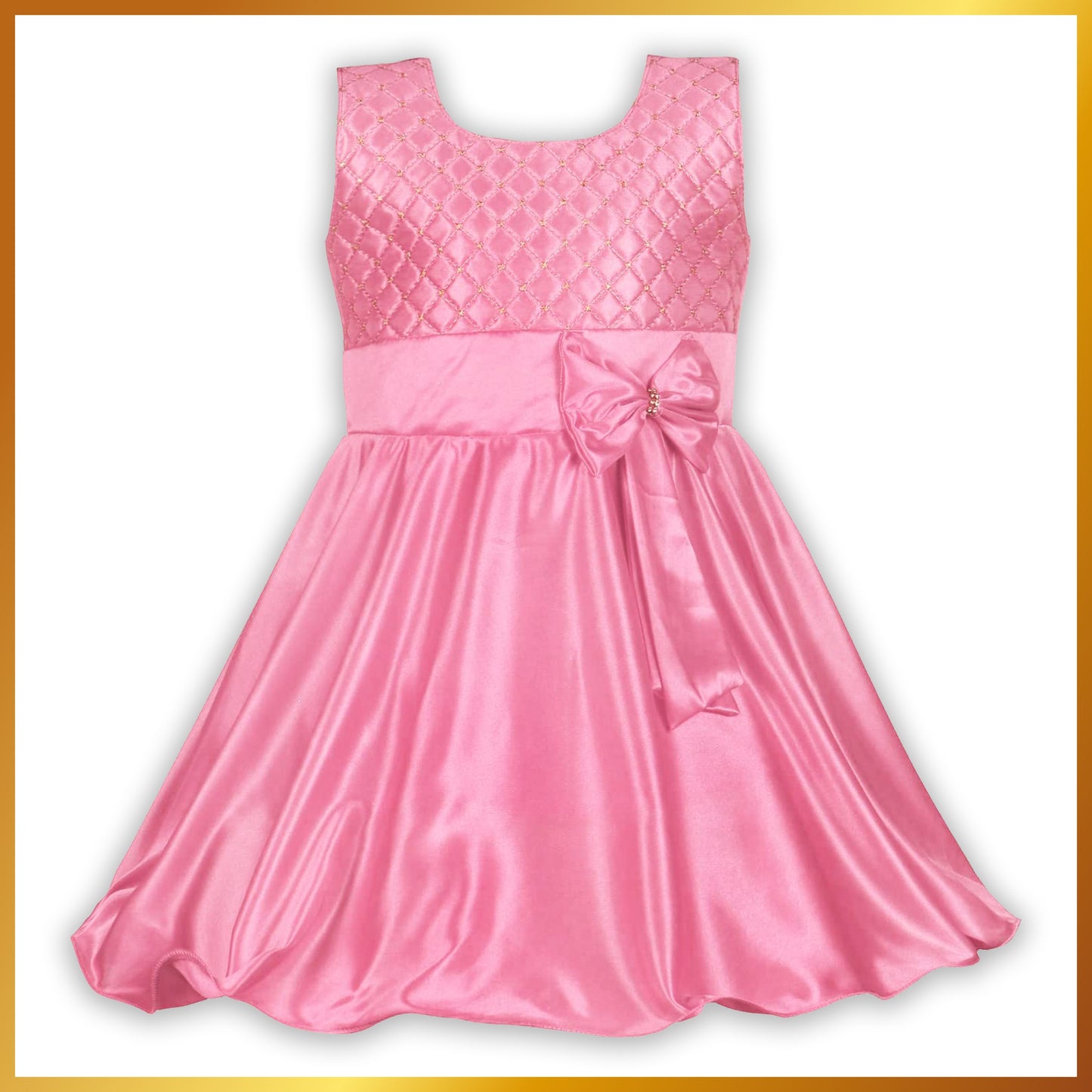 Girls Bow Embellishment Casual Dress