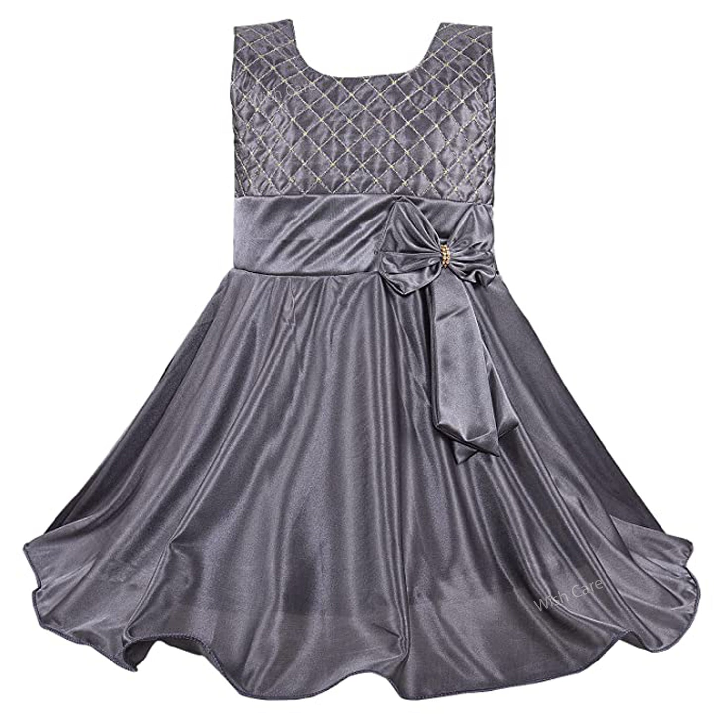 Girls Bow Embellishment Casual Dress