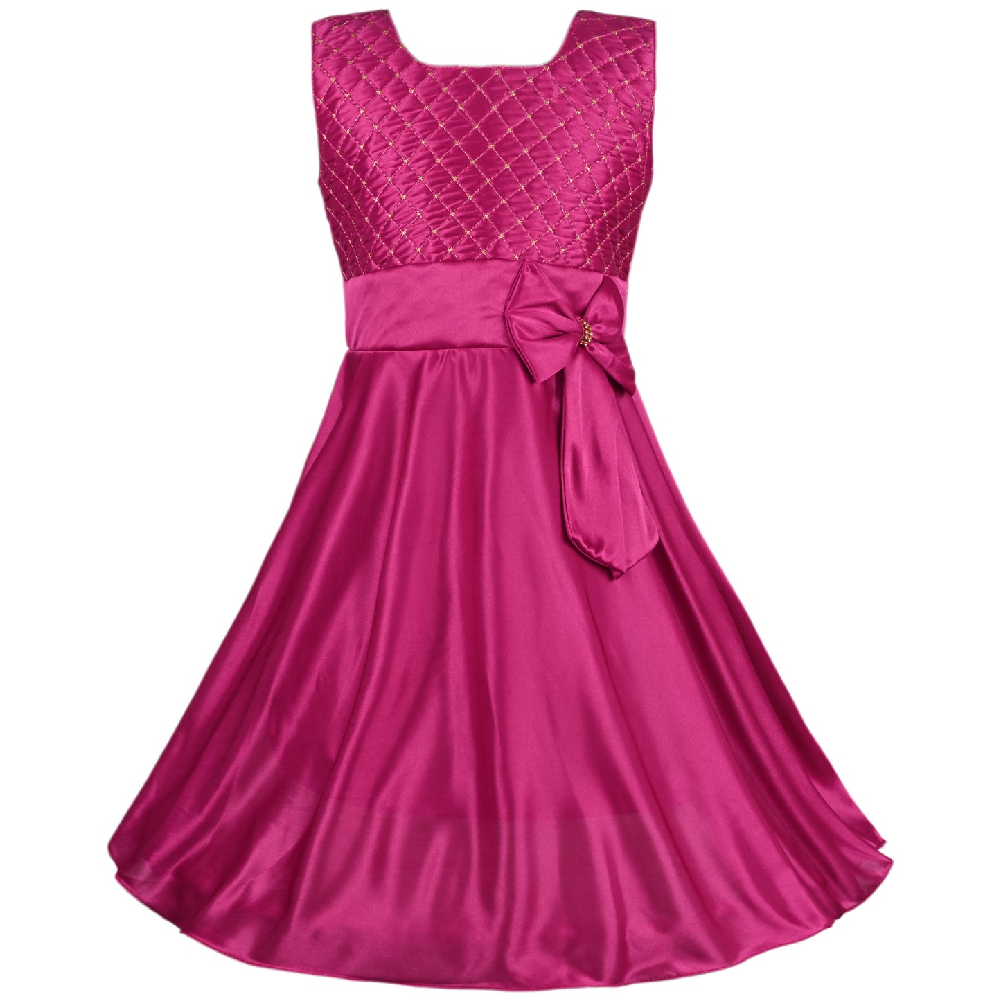 Girls Bow Embellishment Casual Dress