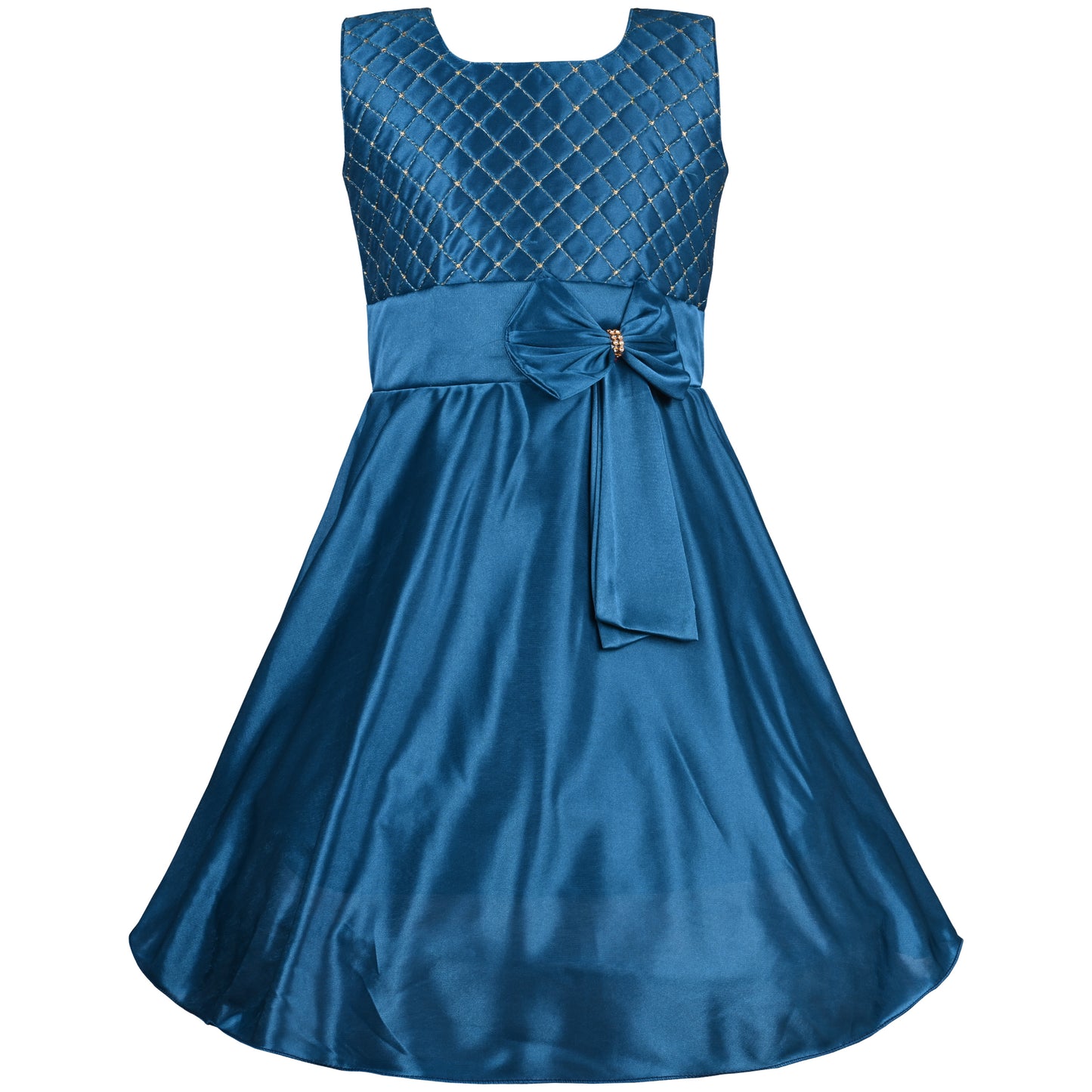 Girls Bow Embellishment Casual Dress