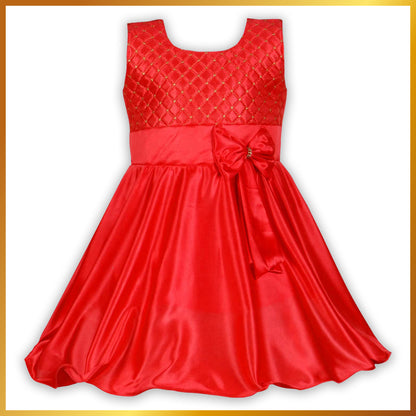 Girls Bow Embellishment Casual Dress