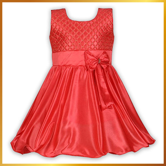 Girls A-Line Frock Dress With Tie-Up