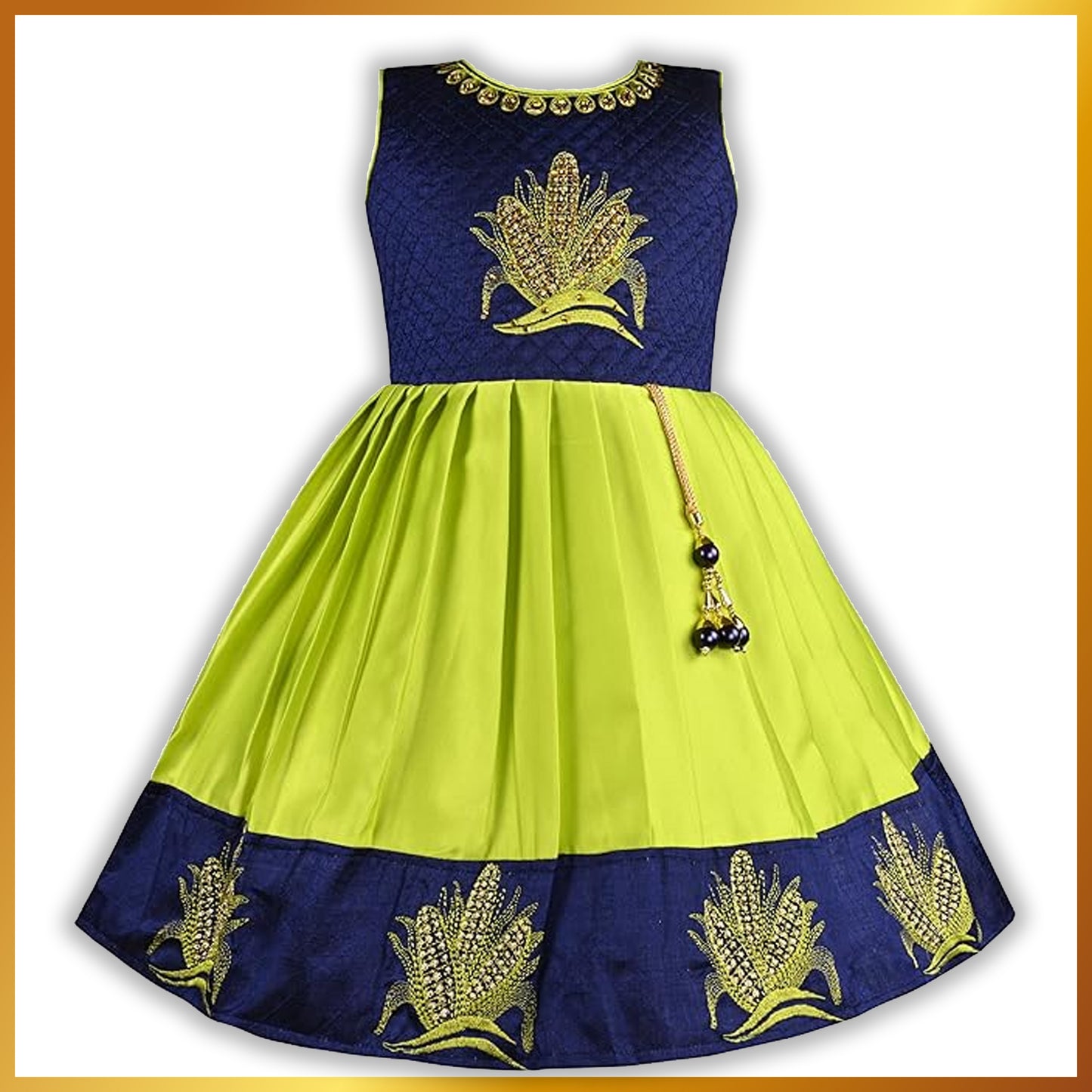 Girls Embroidered Ethnic Flared Dress