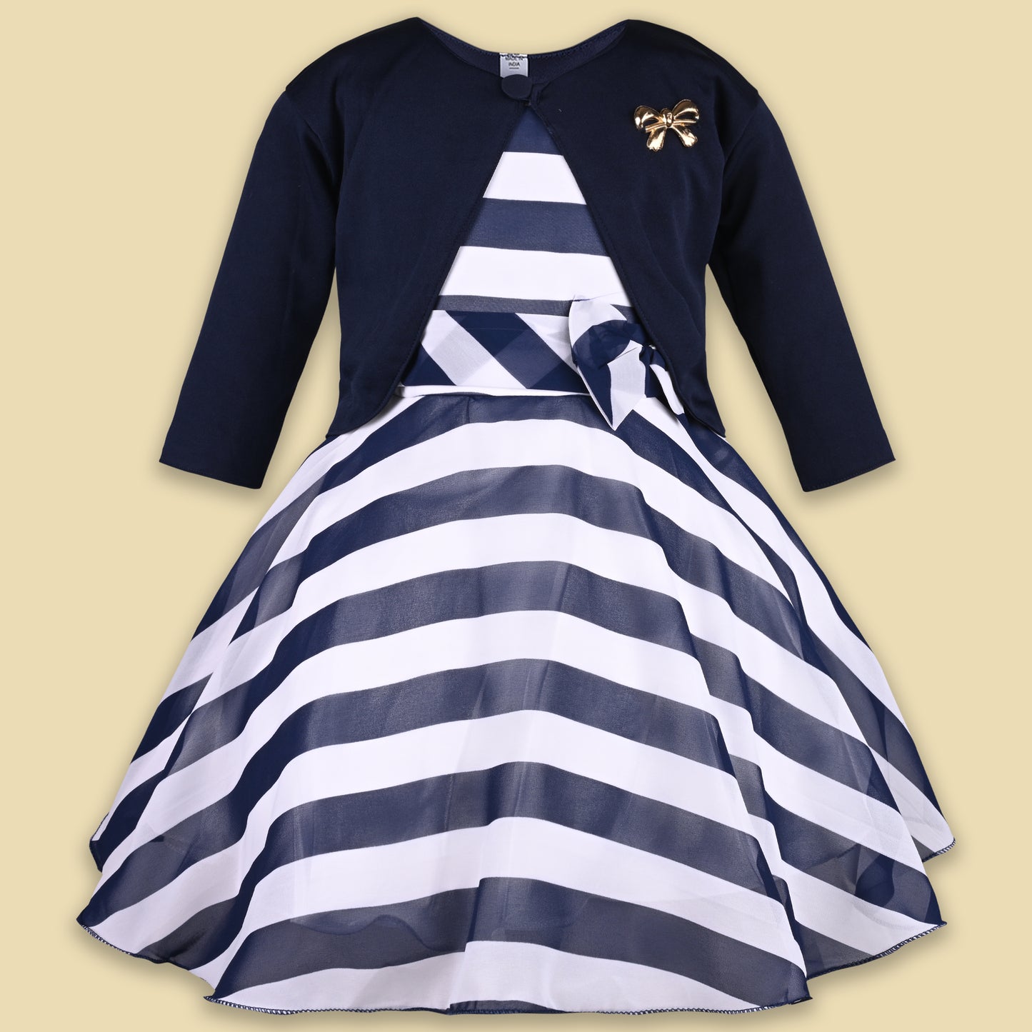 Girls Striped Dress With Jacket