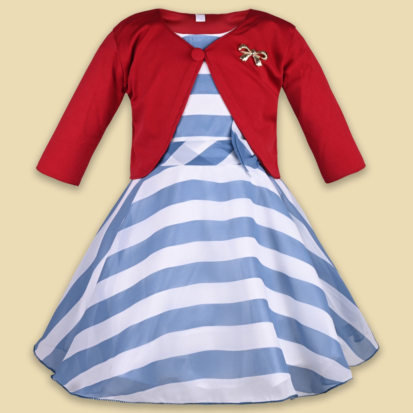 Girls Striped Dress With Jacket