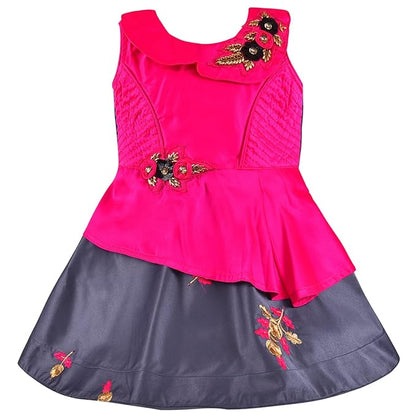 Girls Full Sleeve Embroidered A-Line Frock Dress