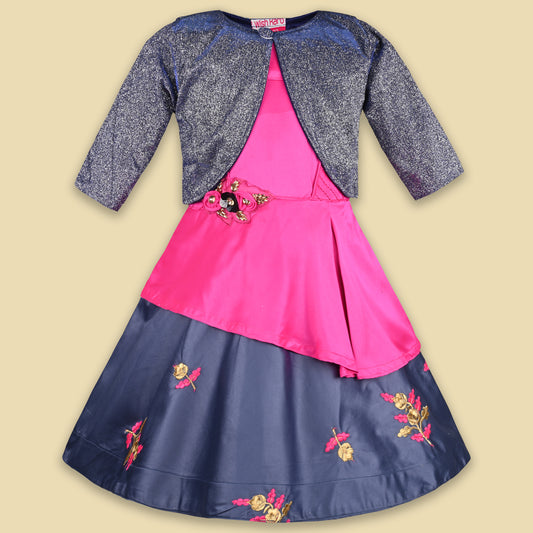 Girls Full Sleeve Embroidered A-Line Frock Dress