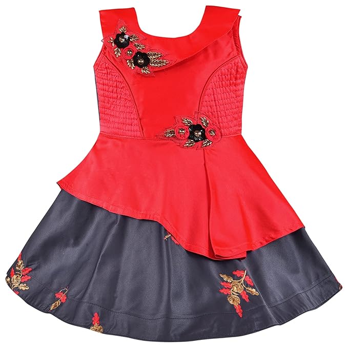 Girls Full Sleeve Embroidered A-Line Frock Dress